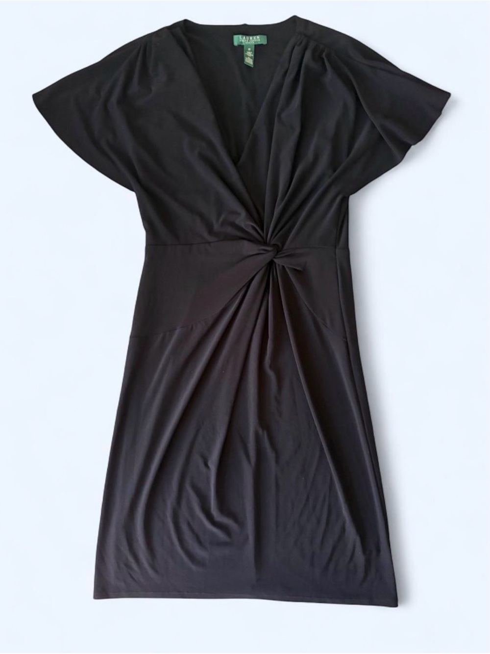 Ralph Lauren Black Knot-Detail Midi Dress